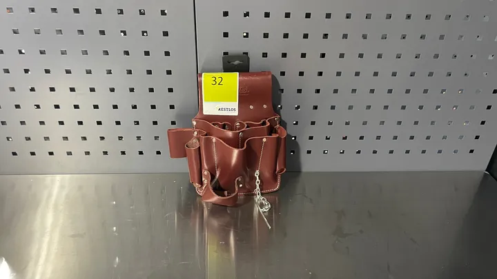 Werkzeug-Gürteltasche aus strapazierfähigem Echtleder braun